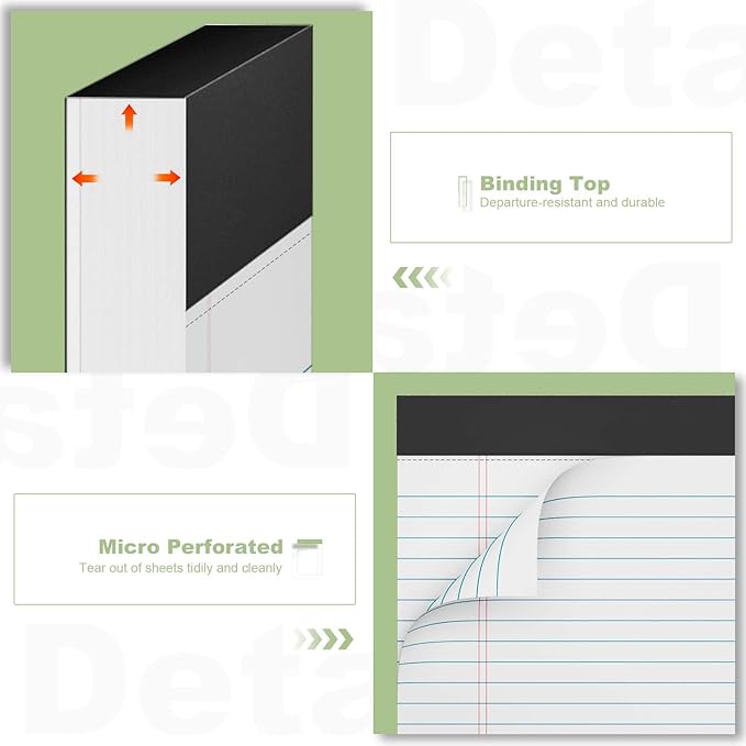 White Legal Pads 8.5 x 11 Narrow Ruled, 3 Pack Notepads College Ruled Pads of Paper With Sturdy Back 37 Lines 70 GSM Paper, Writing Note Pads 30 Sheets Per Writing Pad for Taking Notes, Reminders