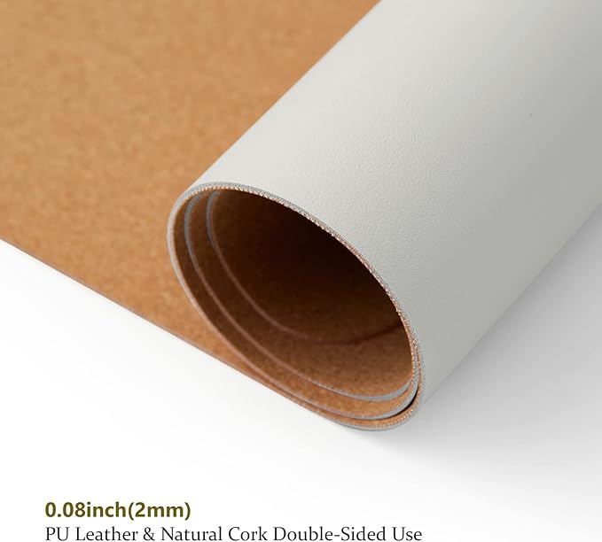 Large Cork Desk Mat - 47.2"x 17" Desk Pad for Office and Home - Ideal for Large Mouse Pad and Desk Mats on Top of Desks(White)