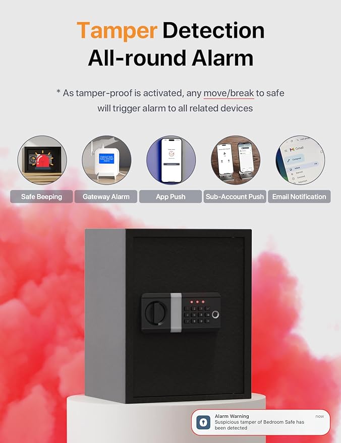 FORFEND Smart Home Safe | WiFi Safe Box App Lock/Alarm | Voice Command, Kidnap Alarm, Tamper Detect, Frozen Mode, Sub Account| Digital Safe Anti Theft