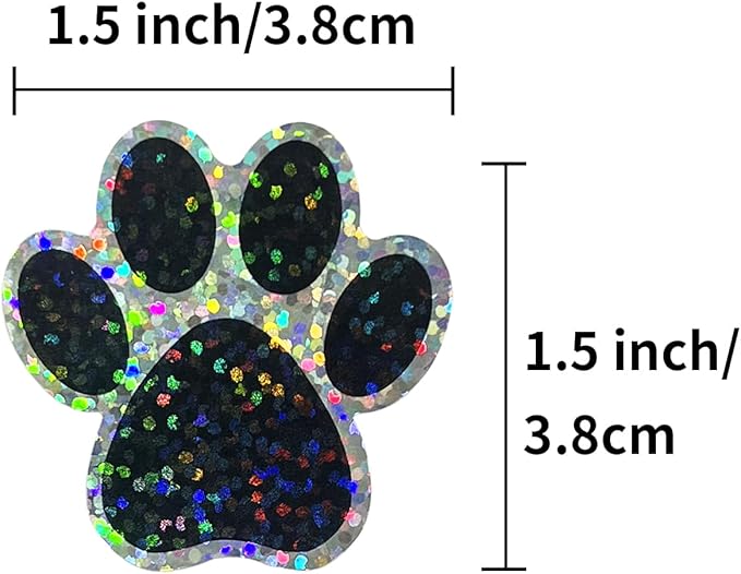 Paw Print Stickers,1.5" Holographic Shiny Bear Paw Print Stickers,Dog Puppy Paw Stickers Bear Paw Stickers with Perforation Line (500PCS,Black)