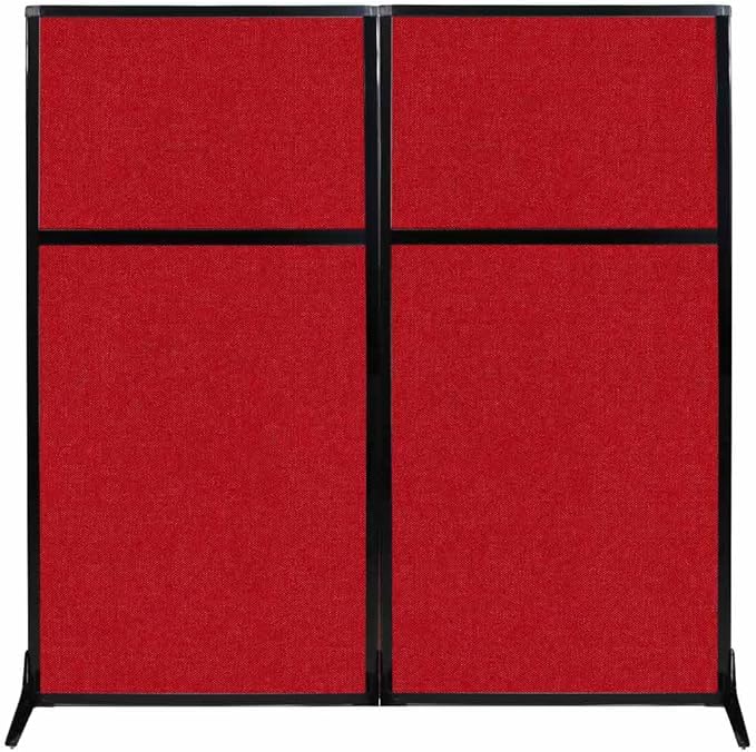 Versare Workstation Partition | Portable Wall Divider | Modern Office Cubicle | Free Standing Privacy Screen | Flexible Work Space | 66" x 70" Red Fabric Panels