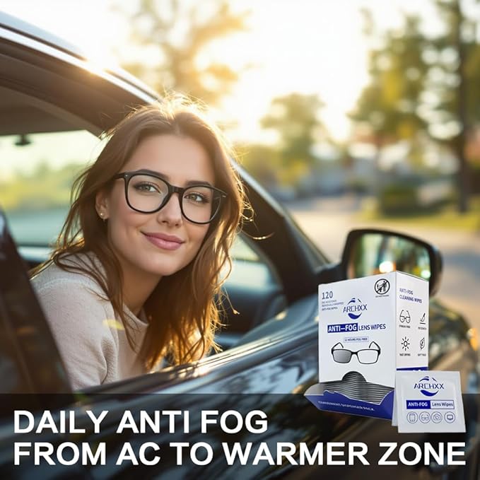 Anti Fog Wipes for Glasses, 120 Count,Pre-Moistened Cleaning Wipes, Lens Cleaner Wipe for Eyeglasses,Sunglasses,Goggles,Screen,Phone,Individually Wrapped Eye Glasses Cleaner