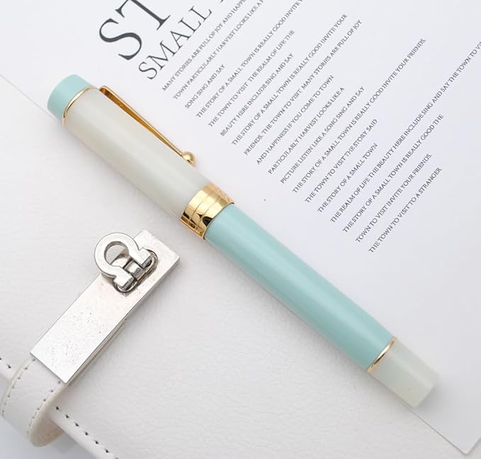 JINHAO 100 Fountain Pen with Ink Converter (Medium Nib 0.7mm, Light Green)