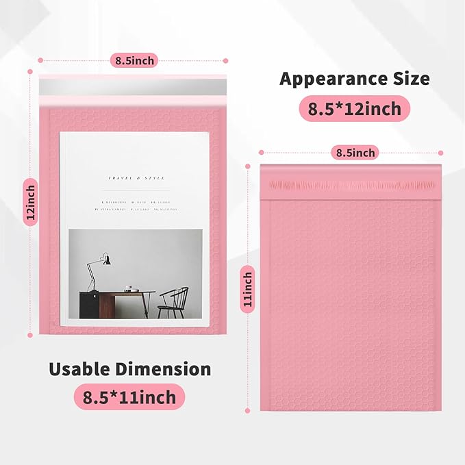 Bubble Mailers 8.5x11inch 40Pack Pink Bubble Mailers Self-Seal Padded Mailing Envelopes Bubble Opaque Padded Mailer for Small Businesses to Package and Mail Jewelry Cosmetics#2