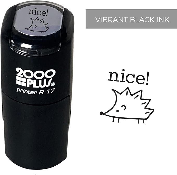Nice! Hedgehog Stamp / 2000 Plus Self Inking Teacher Stamp/Black Imprint Stamper/School Worksheet Stamp