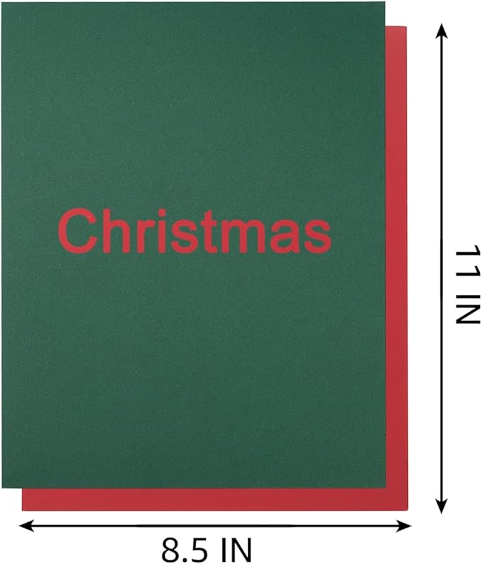 30 sheets Cardstock Paper 8 1/2 x 11 Inches for Crafts and Invitations (Christmas Green Red)