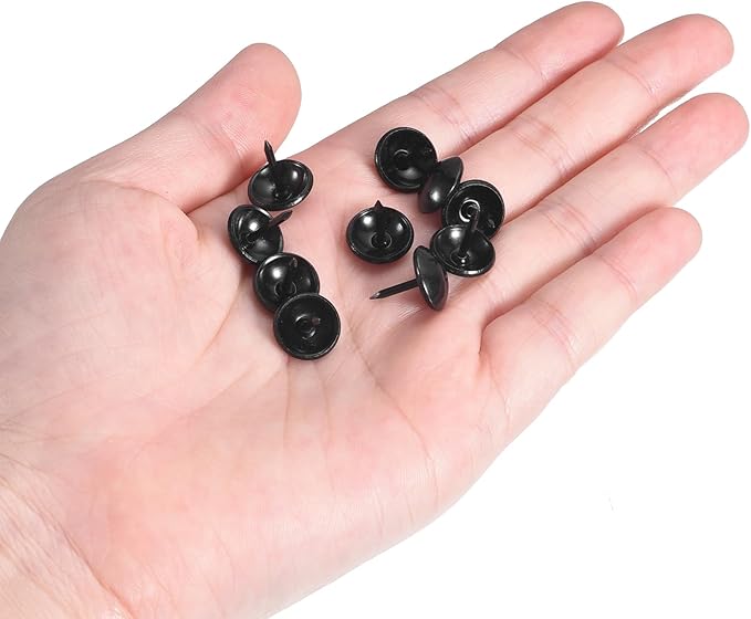 uxcell Upholstery Tacks Nail Pins Furniture, 50Pcs 11x13mm Thumb Tack Pins Assortment Kit Carbon Steel for Home Sofa DIY Decorative Nail Heads Nails, Black