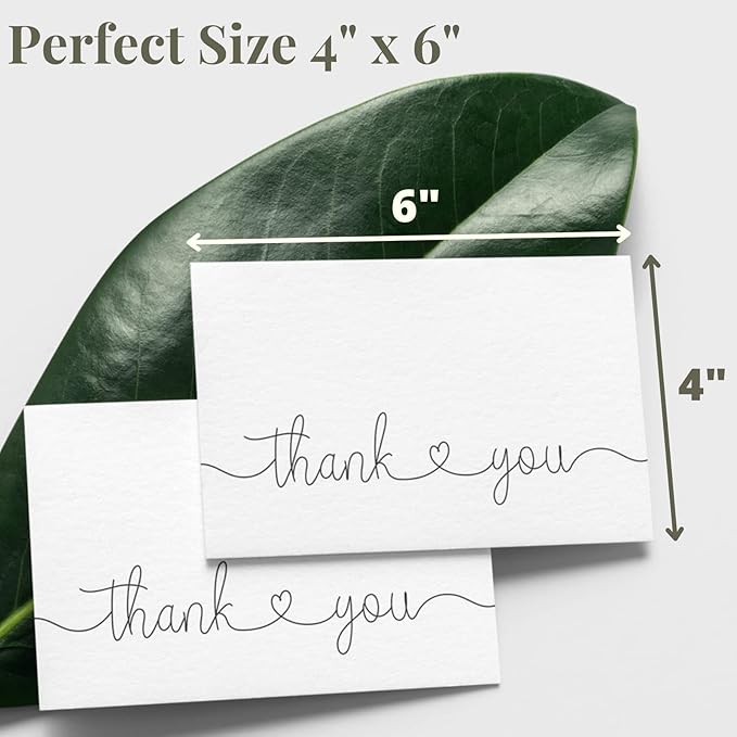 Thank You Cards with Kraft Envelopes and Stickers, Bulk Pack of 20, 4x6 Inch Professional Looking - Suitable for Business, Baby Shower, Wedding, Small Business, Graduation, Bridal Shower, Funeral