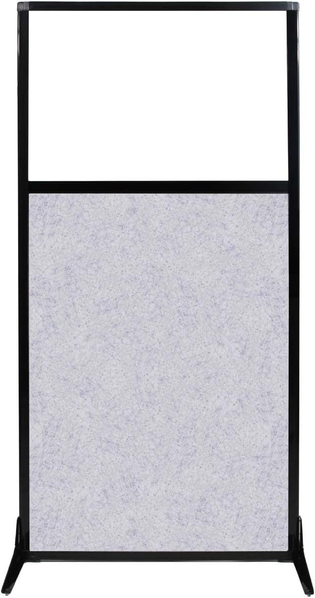 Versare Office Workstation Screen | Portable Wall Divider | Modern Cubicle | Freestanding Privacy Screen | Flexible Work Space | 1 Panel | 33" Wide x 70" Tall Marble Gray SoundSorb Panels with Window