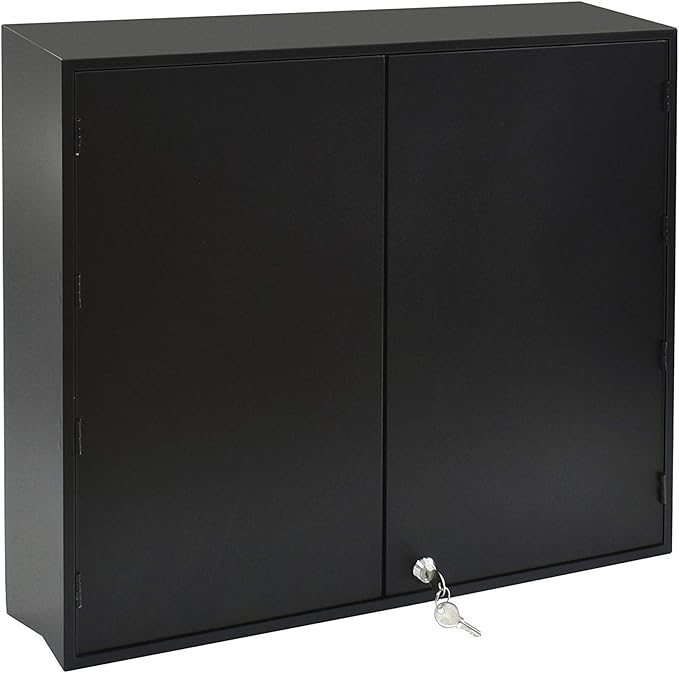 Acrimet Key Cabinet Organizer 256 Positions with Lock (Wall Mount) (256 Smoke Tags Included) (Black Cabinet)