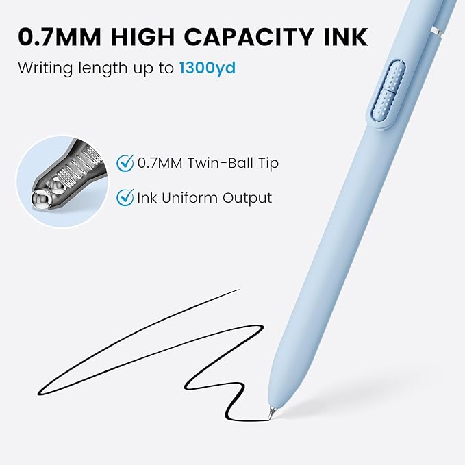 JIMMIDDA- 12 Pack Gel Pens, 0.7mm Black Ink Fine Point Smooth Writing with Aesthetic Highlighters, Quick-dry Long-lasting Pens Set for Journaling School Office Supplies(6 Pens + 6 Highlighters)