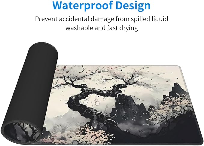 Japanese Mouse Pad, Large Japanese Desk Mat, XL Anime Gaming Keyboard Mat, Non-Slip Rubber Base, Big Extended Desk Protector for Home Office, 31.5”x11.8”