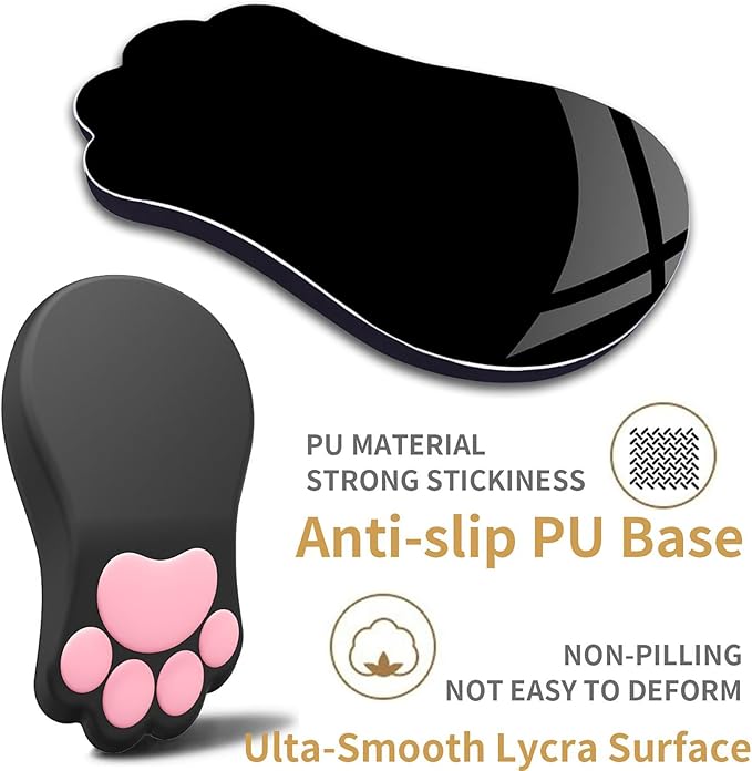 Ergonomic Mouse Pad with Wrist Rest,Cute Cat Paw Mousepad Wrist Support,Comfortable Massage Design Computer Pain Relief Mouse Pad with Non-Slip PU Base for Desk Laptop Gaming Office,Black