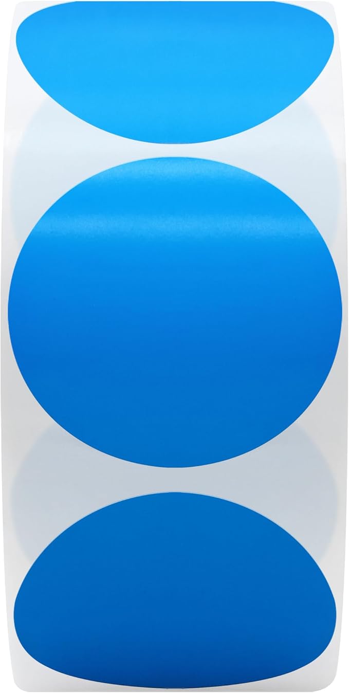 Hybsk 1.5 inch Circle Color Direct Thermal Stickers Shipping Labels for Barcodes,Name Tag,DIY Logo Design,Inventory– Compatible with Zebra,Rollo,Munbyn,and More-1000 pcs (1.5 inch,Blue)