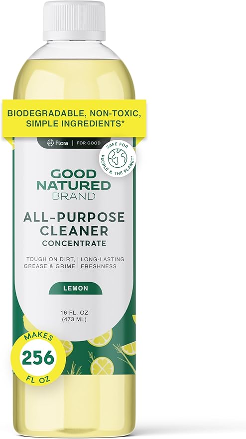 Good Natured Brand All-Purpose Cleaner Concentrate | Multi-Surface Cleaner | Natural Lemon Essential Oil | Multipurpose Cleaner Concentrate All Surfaces | Lemon Love | 16oz makes 256oz