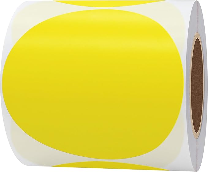 Hybsk 3 inch Circle Color Direct Thermal Stickers Shipping Labels for Barcodes,Name Tag,DIY Logo Design,QR Code,Inventory– Compatible with Zebra,Rollo,Munbyn,and More-350 pcs (3 inch,Yellow)