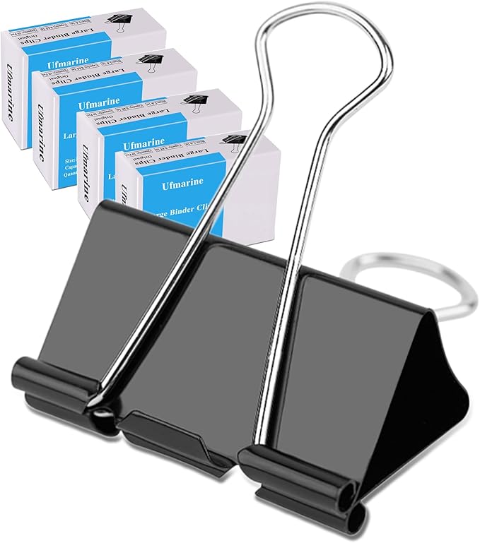 Ufmarine 40 Pcs Large Binder Clips 1.6 inch Length, Binder Clips Large for Office