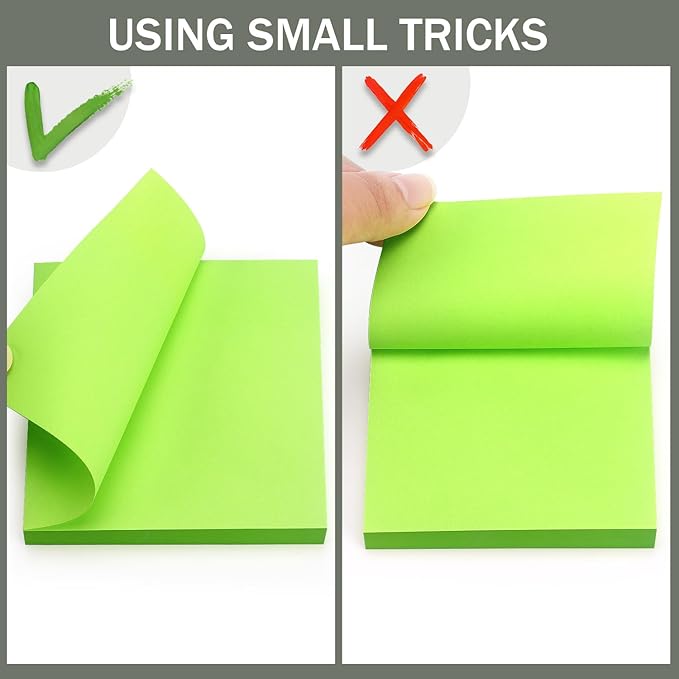 Sticky Notes 3x3 Self-Stick Notes Bright Colors Sticky Notes 4 Pads 100 Sheets/Pad (Green)