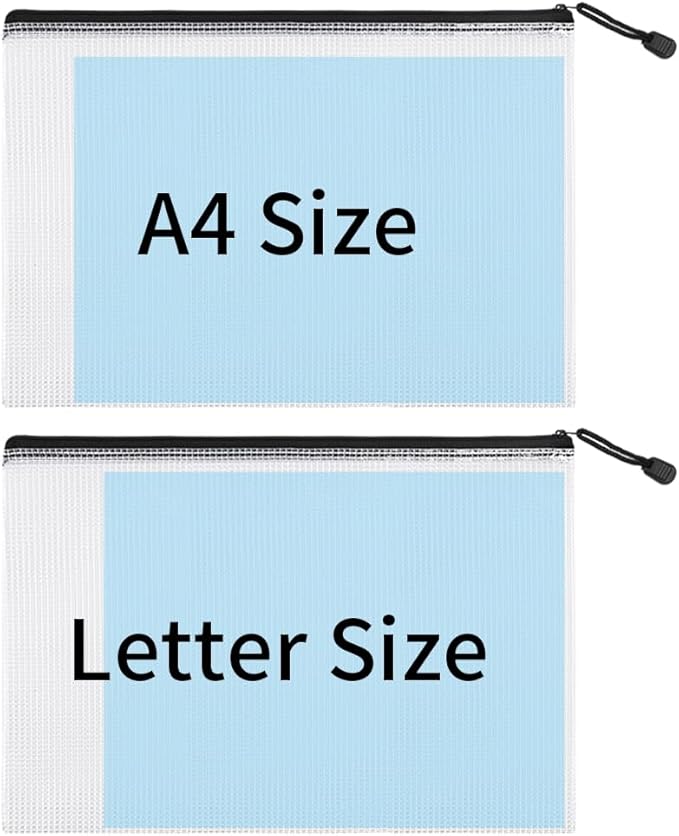 EOOUT 24pcs Mesh Zipper Pouch Bags, Plastic Zipper Bag for Organizing 13.5x9.5 Inches Letter Size, A4 Size, for Office Supplies
