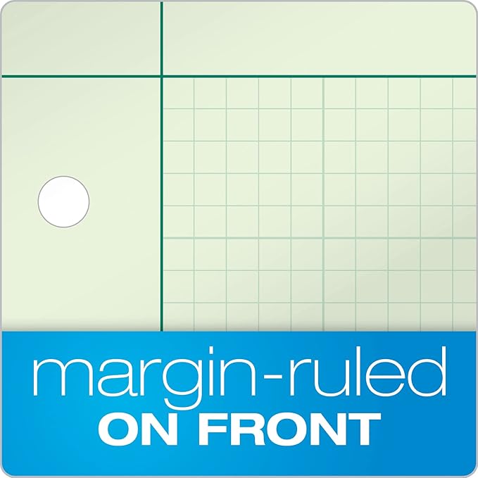 TOPS Engineering Notebooks, Graph Notebooks, 3 Pk Quad Ruled Pad, 8-1/2" x 11", Glue, 5 x 5 Graph Rule on Back, Green Tint Paper, 3-Hole Punched, 100 Sheets per Pad (35507A)