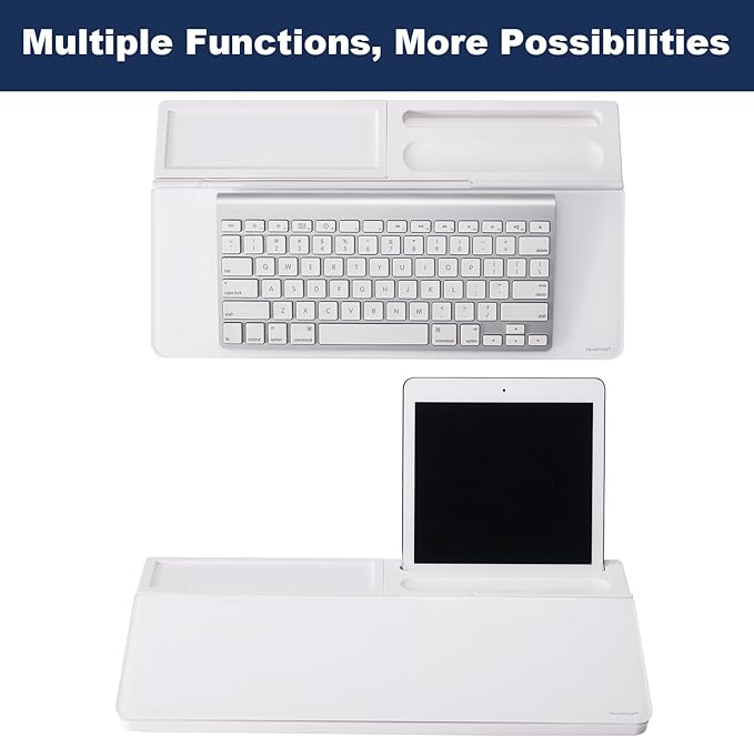 Small Glass Desktop Whiteboard Dry-Erase-Board - Computer Keyboard Stand with Ultrasonic Cleaners White Board Surface Pad with Drawer, Desk Organizers with Accessories