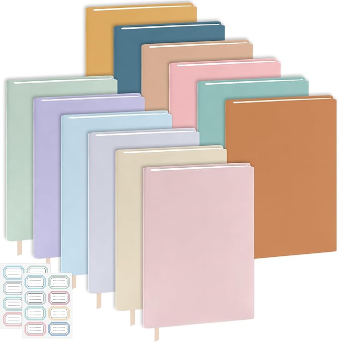 Jumbo Stretchable Book Covers 12PCS Reusable Fabric Book Covers with Label 9x11in Boho Pastel Protective Sleeve for Hardcover Book Textbook Cover for School Fits Most Book Sizes Up to 10x12.5in