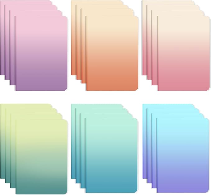 Ddaowanx Notebooks, Journals in Bulk, Blank Paper Sketchbooks, 72 Pages, 36 Sheets, 80GSM, 8.3x5.5 Inch, A5 Size, Travel Writing Notebooks Journal for Office School Supplies (Blank-24pack, Gradient)