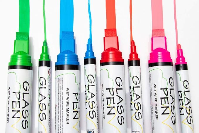 Glass Pen Window Marker: Liquid Chalk Pens for Glass, Whiteboard Markers with Washable Paint - Graduation, Car Windows, Mirror Pen, Storefront, Wedding, Parade, Party & Holiday (Black, Jumbo Tip)