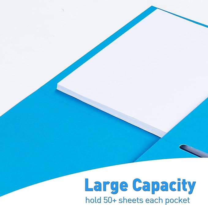 Two Pocket Folders, RAZCC 30 Pack File Folders with Pockets Fit Letter Size Paper, Thick Paper File Folder for School Office Business Home, Assorted 5 Colors