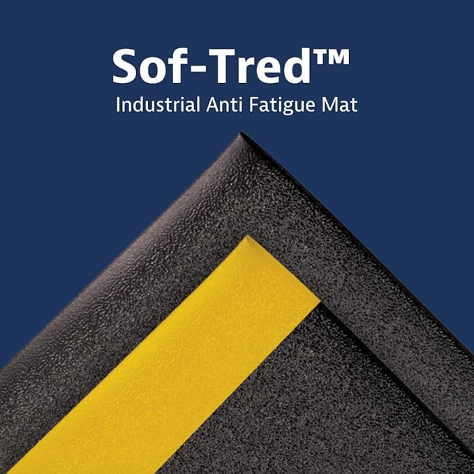 Notrax 411 Sof-Tred™ 2' x 3' x 9/16" Anti Fatigue Mat, Enhanced Slip Resistance with Beveled Edges and Pebbled Surface, Ideal for Industrial and Commercial Workplaces, Black, 411S0423BL