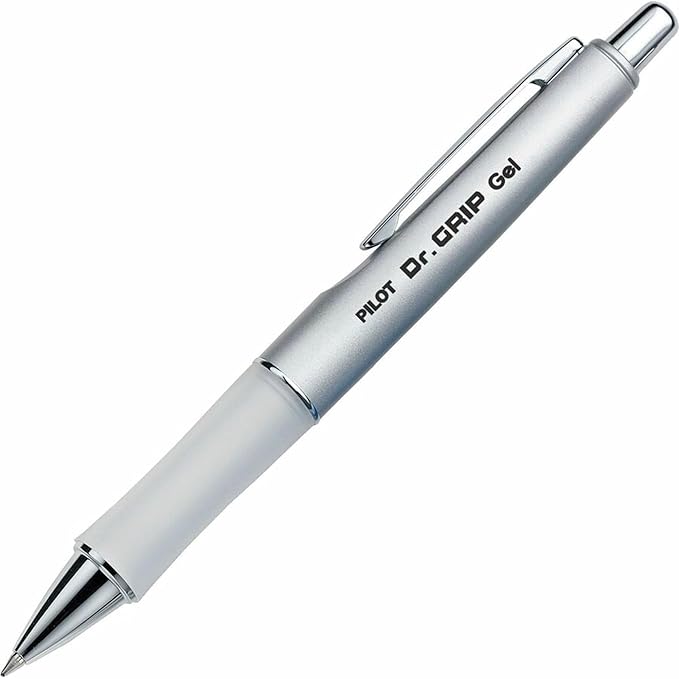 PILOT Dr. Grip Limited Refillable & Retractable Gel Ink Rolling Ball Pen, Fine Point, Metallic Platinum Barrel, Black Ink, Single Pen (36272)
