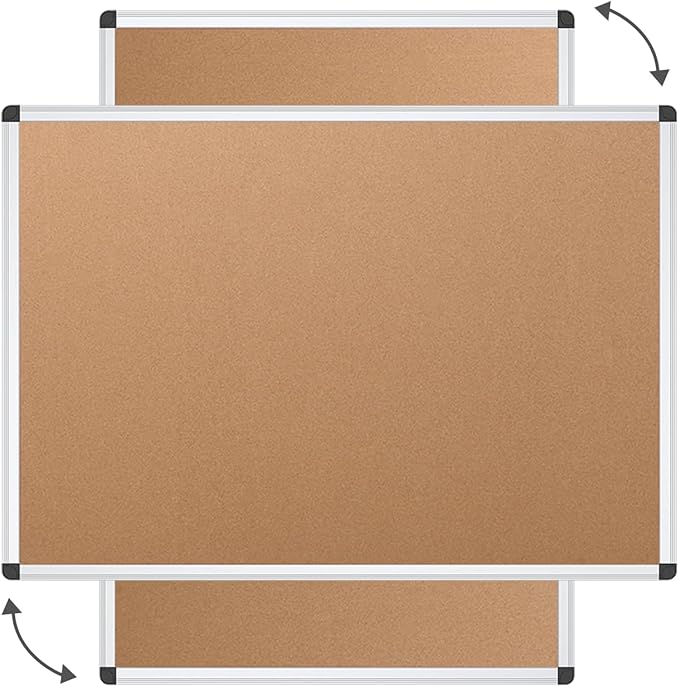VIZ-PRO Cork Notice Board, 72 X 48 Inches, Silver Aluminium Frame