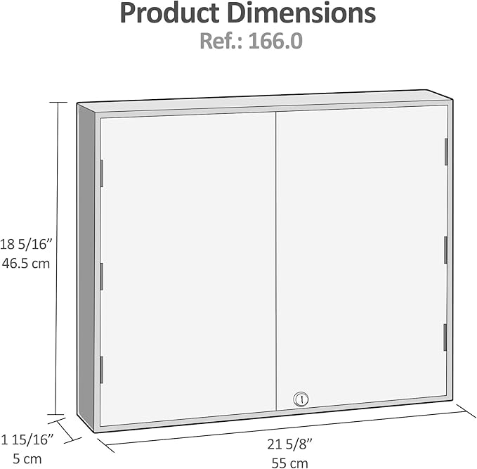 Acrimet Key Cabinet Organizer 64 Positions with Lock (Wall Mount) (64 Smoke Tags Included) (Black Cabinet)