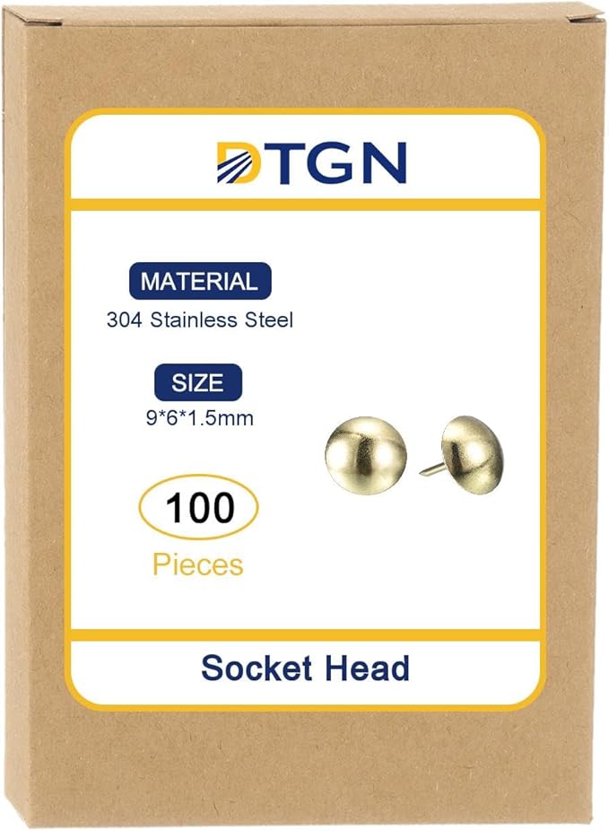 uxcell Upholstery Tack Nail Pins Furniture, 50Pcs 16x20mm Thumb Tack Pins Assortment Kit Carbon Steel for Home Sofa DIY Decorative Nail Heads Nails, Gold