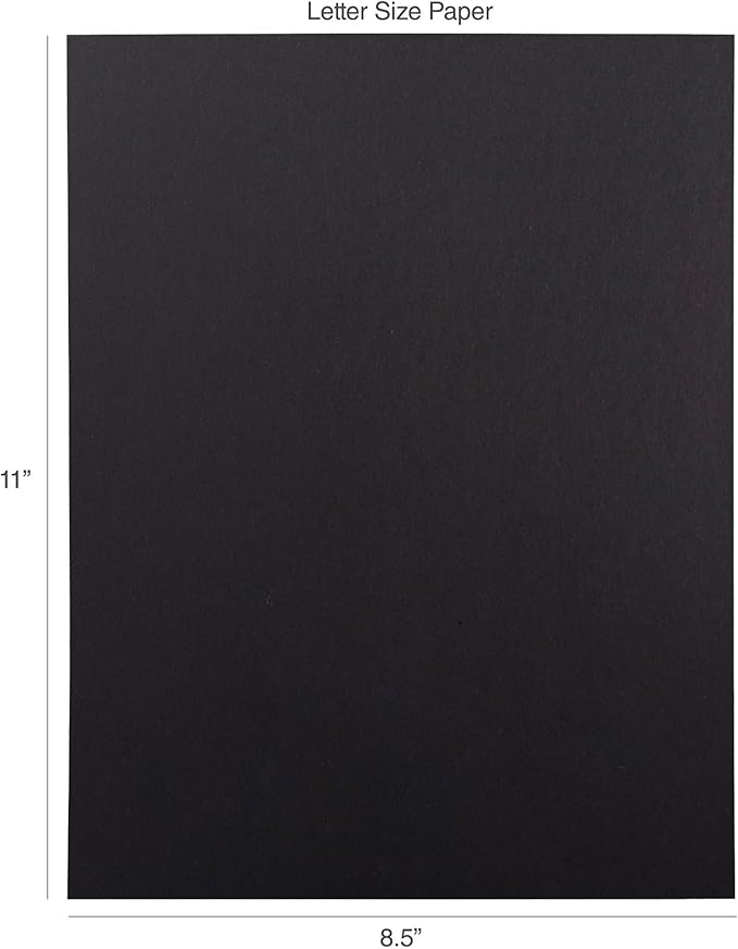 Cardstock 8.5 x 11 Paper Pack - 65lb Smooth Card Stock for Crafts, Cardmaking, Printers - 100 Scrapbook Sheets - Double Sided with Solid Core, Midnight Black
