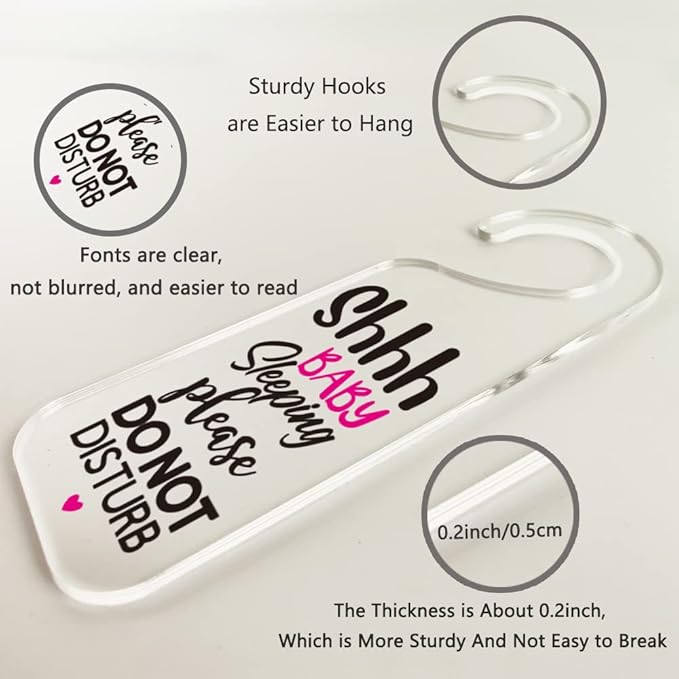 Do Not Disturb Door Sign Engraved Acrylic Hanger Handle Home Decor Acrylic Banner Acrylic Hanging Sign Door Plaque Handmade Office Hanging Sign Baby Sleeping