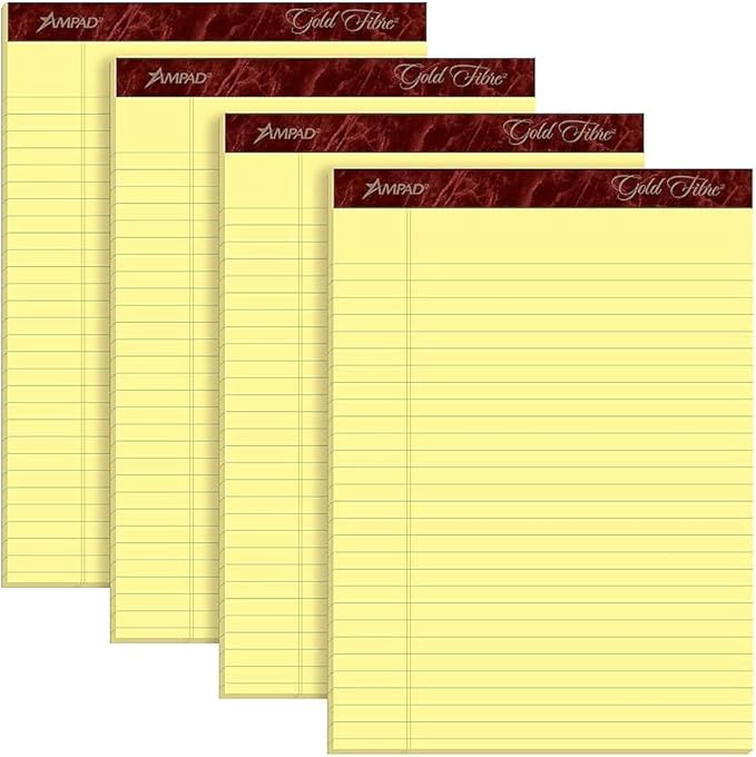 Esselte Corporation Perforated Pads,Legal,50 Sheets,8 1/2" x 11 3/4" ,4/Pack,Canary