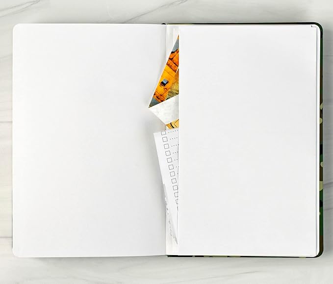 RICCO BELLO Wide Ruled Hardcover Diary Journal School Notebook for Kids, Tweens - Bookmark, Band Closure, Storage Pocket, 5.7 x 8.4 Inches, 192 Pages, (Green Camouflage)