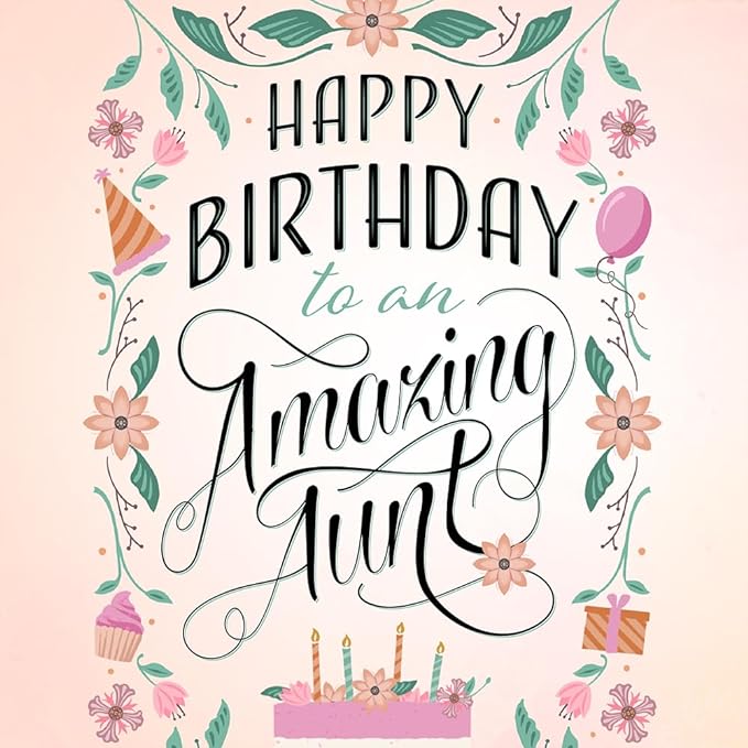 Prime Greetings Happy Birthday Card For Aunt, Made in America, Eco-Friendly, Thick Card Stock with Premium Envelope 5in x 7.75in, Packaged in Protective Mailer