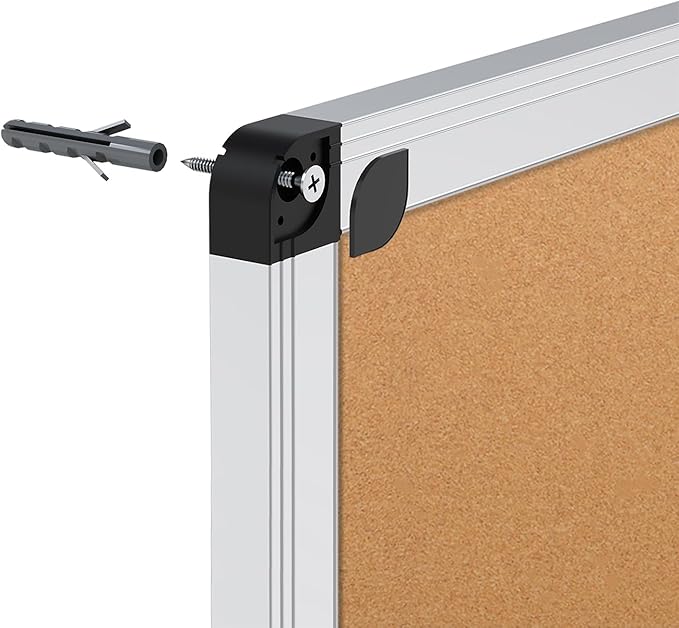 VIZ-PRO Cork Notice Board, 8' x 4', Silver Aluminium Frame