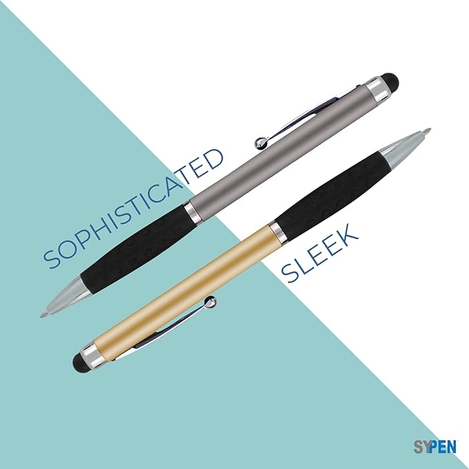 Personalized Pens With your Custom Logo or Text-600 Pack Bulk-for Businesses, Parties, and Events, 2 in 1 Ballpoint Pen & Stylus Compatible with Touchscreen Devices, Grey Barrel, Black Ink