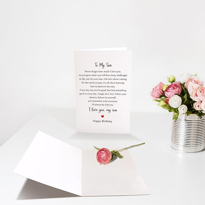 Chenive Sentimental Poem Birthday Card for Son, To My Son How Much I Love You