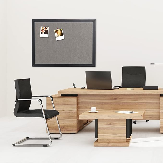 Gideal Cork Board Bulletin Board, 24 x 36 Inch Cork Boards for Walls, Large Cork Board for Office, School & Home with Imported Solid Wood Frame and Grey Canvas, Wall Mounted Notice Boards, 2 Pack