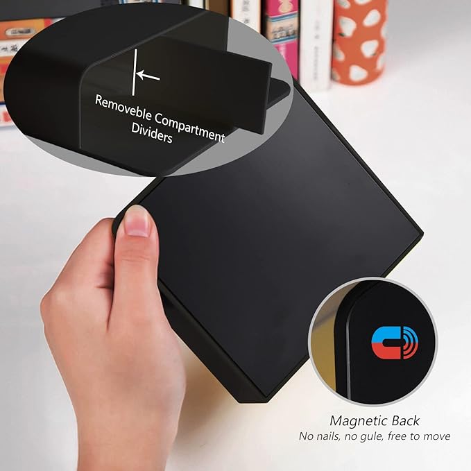 Magnetic Dry Erase Marker Holder, 2 Pack Magnetic Pen Holder for Fridge, Magnetic Marker Holder, Whiteboard Marker Holder for Locker Accessories, School, Office, Home, Magnetic Cup, Black