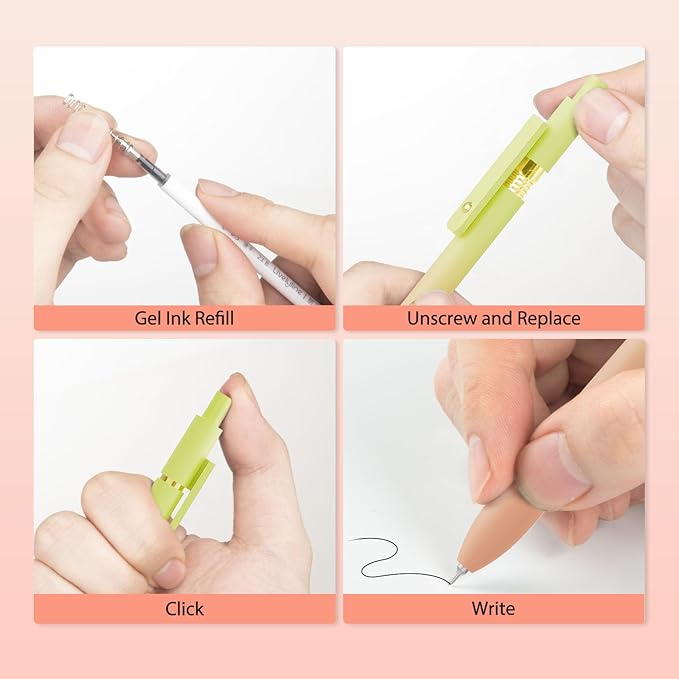 6pcs Gel Pens,0.5mm Fine Point Black Ink Pens With Smooth Writing,Premium Cute Rolling Ball Pastel Aesthetic Comfort Grip for School Office Supplies