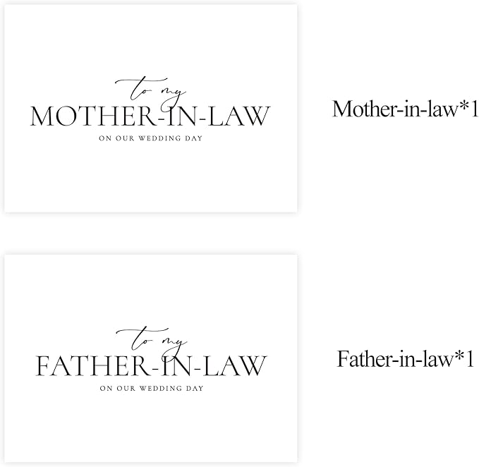 Set of 2 Parents In Law Wedding Day Card, Parents In Law Of The Bride/Groom Gifts, To My Father In Law On Our Wedding Day, To My Mother In Law On Our Wedding Day. （Father/Mother-in-Law A）