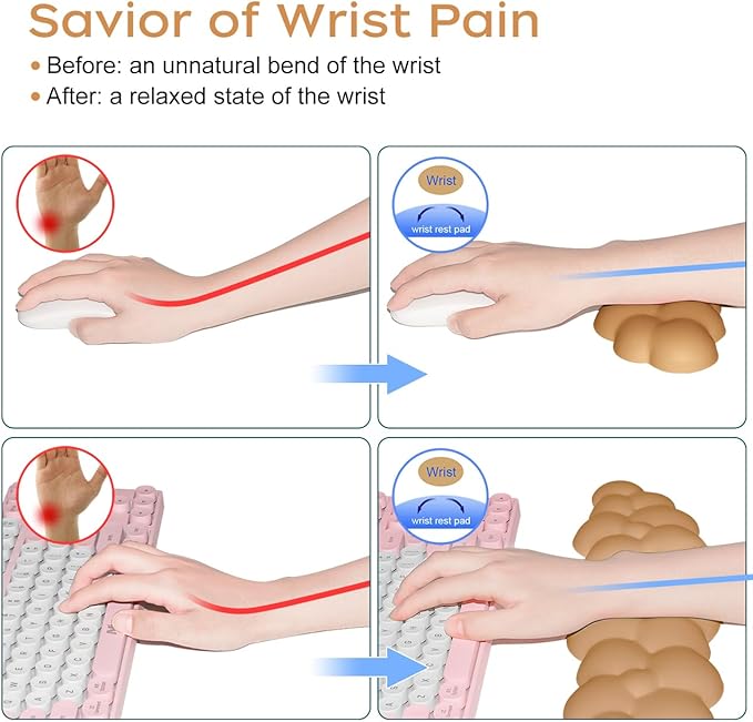 JIKIOU Upgrade Leather Cloud Keyboard Wrist Rest, Cloud Wrist Rest with Non-Slip PU Base, Comfortable Memory Foam Wrist Rest for Computer Laptop Mac Gaming Office and Pain Relief Christmas Wish Gift