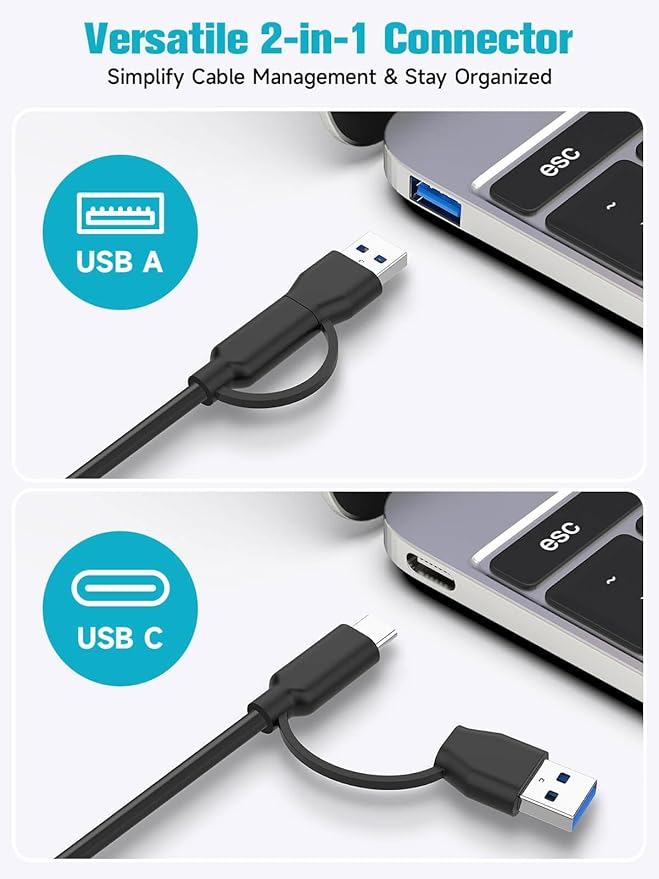 Powered USB Hub, ikuai 10-Port USB 3.2 / USB C Hub, with 3 10Gbps Data Ports and 7 USB 3.0 Ports (4 USB-C + 3 USB-A) for Mac PC Laptops and More