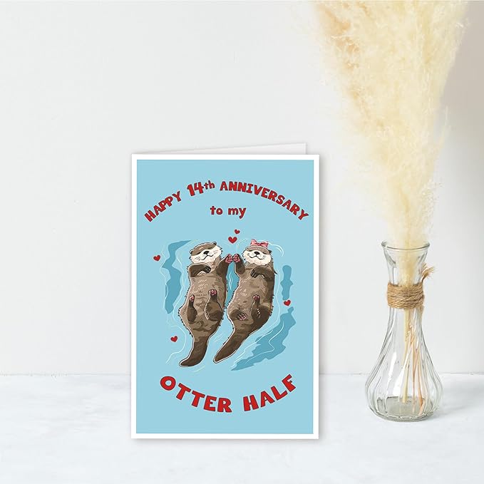 Funny 14th Wedding Anniversary Card for Husband Wife,Lovely 14 Year Anniversary Card for Women Men,Unique 14 Anniversary Card Gifts for Him Her