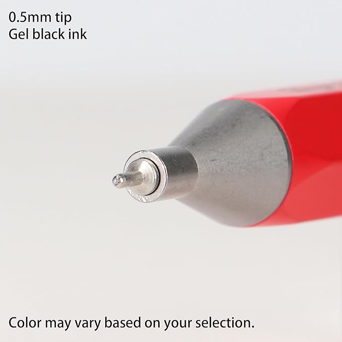 MARK'STYLE days, Gel Ink Metal Ballpoint Pen - 0.5mm Retractable Black Ink, Retro styling Light Weigh Pen, Made in Japan- Perfect for School, Office, and Journaling (Craft)